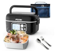FIMEI Boîte à Lunch Électrique sans Fil, Batterie, Gamelle Chauffante 1,5L | Portable et Rechargeable pour Adultes, Acier Inoxydable, Idéal pour le Travail, Camion, Camping, Sans BPA, Noir