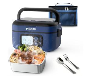 FIMEI Boîte à Lunch Électrique sans Fil, Batterie, Gamelle Chauffante 1,5L | Portable et Rechargeable pour Adultes, Acier Inoxydable, Idéal pour le Travail, Camion, Camping, Sans BPA, Bleu