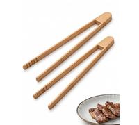 FIMWOLZ Pince Barbecue & Grille-Pain en Bois 30cm (Lot de 2) - Pinces de Cuisine Robustes, Antidérapantes, Résistantes à la Chaleur pour Toasts, Viandes, Légumes