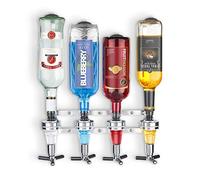 Final Touch 4 Bottle WALL MOUNTED Bar Caddy Drinks Optics Set Porte-bouteille Pour un Montage Mural Distributeur de bouteilles et ses 4 becs verseurs doseurs Chrome