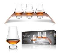 Final Touch Set de dégustation de whisky en vol - Lot de 3 verres en cristal sans plomb avec support en lévitation en bois de noyer et de tremble, renforcé en titane DuraShield