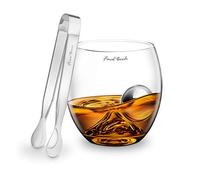 Final Touch Stainless Steel Edition On The Rocks Drinking Glass Set Verre à Whiskey potable Glass Set -Includes Boule Acier inoxydable & Tongs - Coffret Cadeau