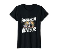Financial Advisor Cat - Funny Furnfinancial Advisor Finance T-Shirt Graphique avec Valeur, Femme, Noir, S