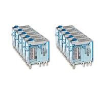Finder 465290120074 Relais embrochable 2RT 8 A 12 Vdc avec Bouton test/Indicateur mécanique/Double LED Agni en lot de 10 unités