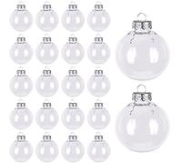FINDIR 20pcs Boules de Noël Transparentes Boule en Plastique Transparente Remplissable Boules de Sapin de Noël Ornement Décoration pour Arbre et de Fête