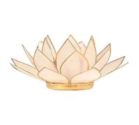 FindSomethingDifferent Photophore Lotus pour Bougie Chauffe-Plat Coquille de Capiz Naturel