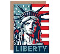 Fine Art Prints Carte de Voeux Américaine Statue of Liberty avec Enveloppe Intérieure de Qualité Supérieure