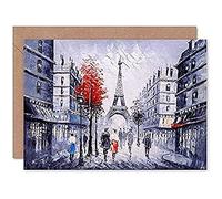 Fine Art Prints Cldt0169 Carte de Voeux Tour Eiffel à Paris Arbre Rouge avec Enveloppe Intérieure de Qualité Supérieure