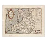 Fine Art Prints Hondius 1633 Carte du Pays de Galles Cymru Grande affiche murale sur papier épais 45,7 x 61 cm
