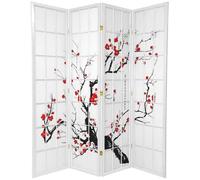 Fine Asianliving Paravent Japonais 4 panneaux L 180 x H 180 cm Shoji Papier de Riz Cerisier en Fleurs