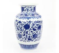 Fine Asianliving Vase en Porcelaine Chinois Lotus Bleu et Blanc Diam19 x H 30 cm
