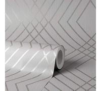 Fine Décor FD42603 - Papier peint motif treillis Shard en pierre/argenté