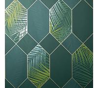 Fine Decor FD42836 UK Miami 2021 Tropical GEO Emeraude/Or, Vert