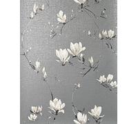 Fine Decor Isla Papier peint en vinyle texturé Motif floral Gris anthracite