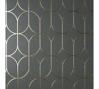 Fine Décor Raye Charcoal Rosco Papier peint Motif treillis