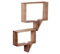 FineBuy 2 étagères murales Bois Massif Acacia étagère Suspendue 50 x 49 x 13 cm | Etagère en Bois Rustique - Lot de 2 Etagères Flottantes - Étagère pour Le Mur | Bois véritable