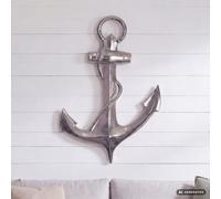 FineBuy Ancre Déco 70 cm Argent Grande Sculpture Aluminium Décoration Murale