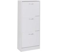 FineBuy Armoire à Chaussures 50x24x125 cm Blanche | haut meuble à chaussures avec abattants et charnières, commode à chaussures étroite pour entrée et couloir, gain de place