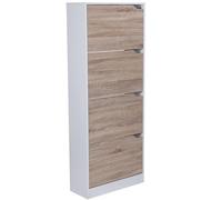 FineBuy Armoire à Chaussures 60x24x150 cm Sonoma Blanche | haut meuble à chaussures avec abattants et charnières, commode à chaussures étroite pour entrée et couloir, gain de place