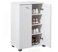 FineBuy Armoire à Chaussures Bois Blanc 60 x 90 x 35 cm Deux Portes | Étagère à Chaussures Design Look Moderne | Stockage de Chaussures étroit | Ameublement Salle pour 12 Paires de Chaussures