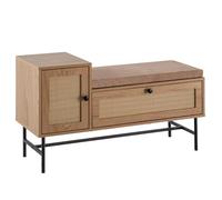 FineBuy Banc à Chaussures 100x38x60 cm Décor Chêne Rotin avec Assise | banc d'entrée rembourré avec rangement, banc étroit pour entrée et couloir, range-chaussures avec cannage