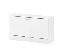 FineBuy Banc à Chaussures SPLIT 80x24x47 cm Blanc avec Assise | banc d'entrée petit et fermé, banc étroit avec rangement, surface résistante aux rayures, banc d'entrée
