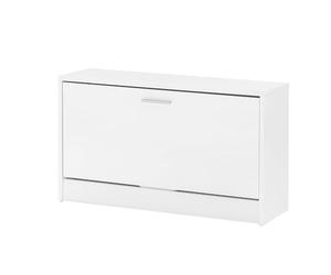FineBuy Banc à Chaussures Split 80x24x47 cm Blanc avec Assise | banc d'entrée petit et fermé, banc étroit avec rangement, surface résistante aux rayures, banc d'entrée