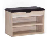 FineBuy Banc Chaussure Entrée 60x40x30 cm Étagère a Chaussures Sonoma | Banc avec Rangement et Coussin | Meuble Couloir avec Assise