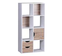 FineBuy Bibliothèque MASSA Sonoma Blanche avec 8 Compartiments et Portes | étagère autoportant avec porte magnétique, étagère pour salon, bureau et chambre d'enfant, beaucoup de rangement