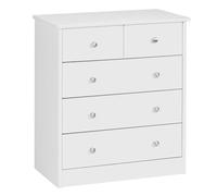 FineBuy Buffet Bois Blanc 60 x 70 x 35 cm 5 tiroirs | Commode Design Moderne | Commode de la Chambre Espace de Sauvegarde | Petite Armoire sans Pieds
