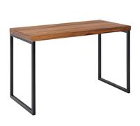 FineBuy Bureau 117x59x76,5 cm Bois Massif Sheesham Métal | table d'ordinateur industriel, table de bureau en bois massif, table pour ordinateur portable pour le bureau, pièce unique
