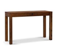 FineBuy Bureau 118x40x76 cm Bois Massif Sheesham avec Tiroir | étroit table de bureau gain de place, table d'ordinateur en bois véritable pour le télétravail, pièce unique faite main