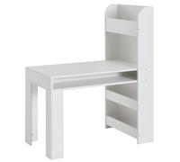 FineBuy Bureau pour enfants Blanc 90x50x110 cm Table de peinture pour chambre d'enfant avec étagère Table d'enfant moderne Bureau d'écolier avec espace de rangement Table d'école Étroite