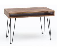 FineBuy Bureau Harlem 110x60x76 cm Bois Massif Sheesham, Étagère | table d'ordinateur au industriel rétro look avec pieds en métal, table de bureau en bois massif, vernis protecteur, fait main
