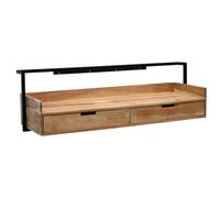 FineBuy Bureau Mural 120x38x37 cm Bois Massif Acacia, 2 Tiroirs | flottant bureau à fixation murale avec rangement, table suspendu de bureau minimaliste, industriel