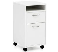 FineBuy Caisson à roulettes 33x38x63 cm Bois Blanc avec Porte et Tiroir | caisson de bureau sur roulettes, caisson de bureau petit, commode à roulettes se glisse sous le bureau
