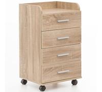 FineBuy Caisson à roulettes 40x33x70,5 cm avec 4 Tiroirs | caisson de bureau à roulettes, armoire à roulettes pour bureau et télétravail, caisson à tiroirs moderne