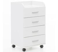 Caisson de Bureau FINEBUY - Blanc - 4 tiroirs - Design simple et pratique