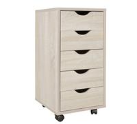FineBuy Caisson de Bureau 33x64x38 cm Placard de Rangement Mobile Sonoma | Armoire de Rangement Petite avec Tiroir | Meuble de Bureau a Roulette