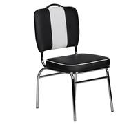 FineBuy Chaise Américain Diner Rétro Noire, Hauteur d'assise 47 cm | chaise de cuisine style années 50 avec dossier, chaise rembourrée max. 120 kg, chaise avec revêtement en similicuir