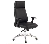 FineBuy Chaise De Bureau Hauteur 107,5-117,5 cm Cuir Véritable Noir | Fauteuil De Direction Ergonomique avec Appui-tête | Chaise Tournante Design avec Accoudoirs | Jusqu'à 120 kg X-XL
