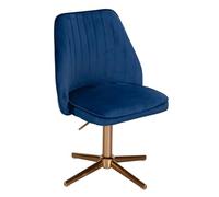 FineBuy Chaise de Bureau Velours Bleu, Chaise Pivotante sans roulettes | chaise coque réglable en hauteur jusqu'à 120 kg, chaise de travail dossier pour le télétravail, revêtement doux en velours
