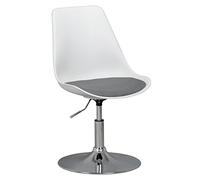 FineBuy Chaise HAINAN Grise Revêtement en Tissu, Chaise Pivotante | fauteuil pivotant pied trompette et caoutchouté plaque de pied, chaise de salle d'attente réglable, confortable rembourrage