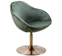 FineBuy Chaise Longue Vert Velours 70 x 79 x 70 cm Fauteuil Club Tournante Salon | Fauteuil pivotant avec accoudoirs | Fauteuil de Bar Rembourrée