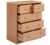 FineBuy Commode 60x35x70 cm Hêtre avec 5 Tiroirs, Plat | enfilade polyvalente pour l'entrée, buffet avec rangement, intemporel petit meuble pour chambre et couloir