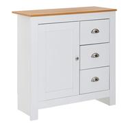 FineBuy Commode 79x35x81 cm Blanche Chêne, 3 Tiroirs et Porte | commode à tiroirs avec rangement, enfilade haut pour salon, entrée et chambre, buffet