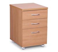 FineBuy Conteneur Roulant Bois hêtre 40 x 60 x 45 cm | Conteneur de tiroir Style Moderne | Mobilier de Bureau avec des rôles | pour Le Bureau avec 3 tiroirs