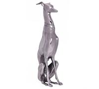 FineBuy Décoration Design Chien Aluminium argenté Sculpture lévrier Chien Statue