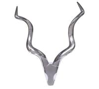 FineBuy Deko bois de cerf FineBuy décor mural en aluminium style country métal argenté moderne | Conception Deer Head Country Antler Mur | Salon cerf à l'extérieur | décorations murales