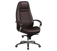 FineBuy Design Chaise de Bureau Brun Fauteuil de Direction Pivotant avec Accoudoirs | Chaise Tournante Ergonomique Appui-tête | Cuir Véritable - Réglable en Hauteur - Capacité de Charge 120 kg